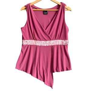 Vintage Y2K J.T.B. Pink Sequin Handkerchief Hem Sleeveless Top Size‎ M